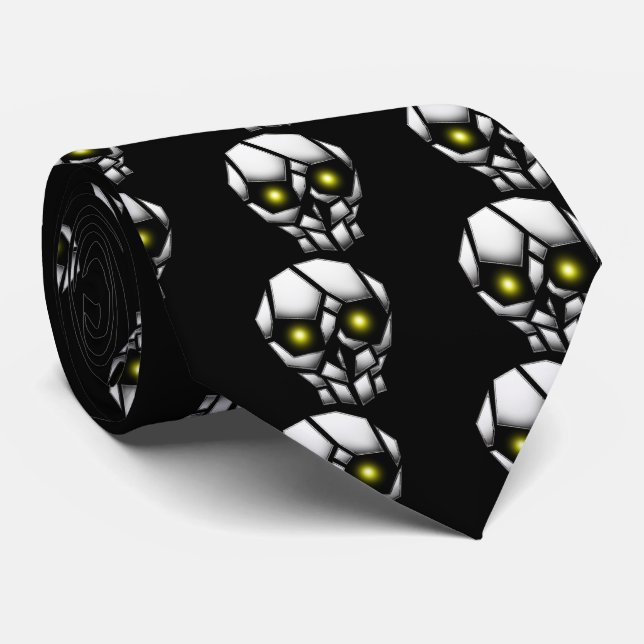Chrome Plated Skull with Glowing Eyes Tie (Rolled)