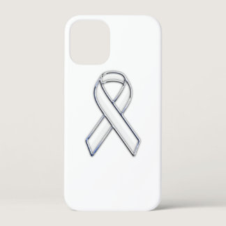 Chrome Print Belted White Ribbon Awareness iPhone 12 Mini Case