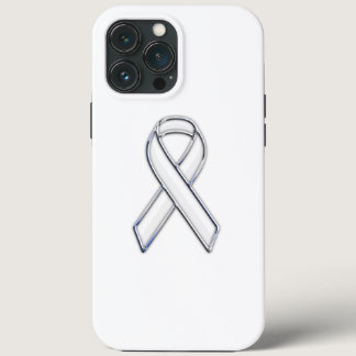 Chrome Print Belted White Ribbon Awareness iPhone 13 Pro Max Case