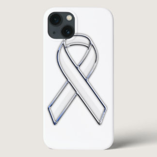 Chrome Print Belted White Ribbon Awareness iPhone 13 Case