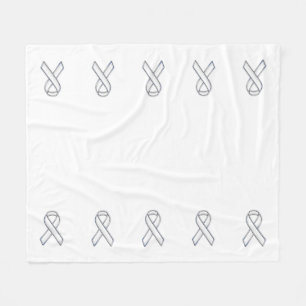 Chrome Print Belted White Ribbon Awareness Fleece Blanket