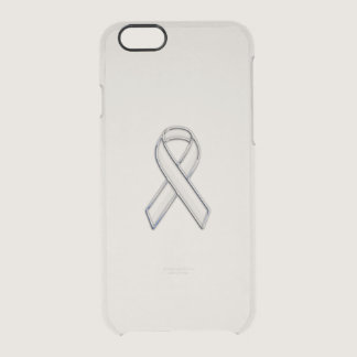 Chrome Print Belted White Ribbon Awareness Clear iPhone 6/6S Case