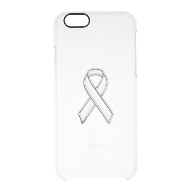 Chrome Print Belted White Ribbon Awareness Uncommon iPhone Case (Back)