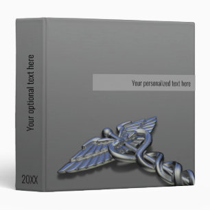 Chrome Professional Medical Caduceus 3 Ring Binder