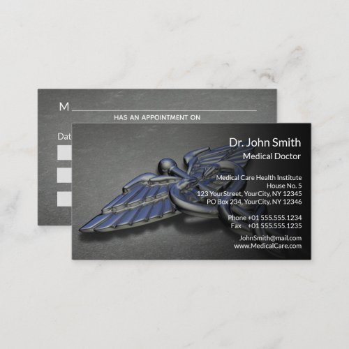 Chrome Professional Medical Caduceus Appointment Card
