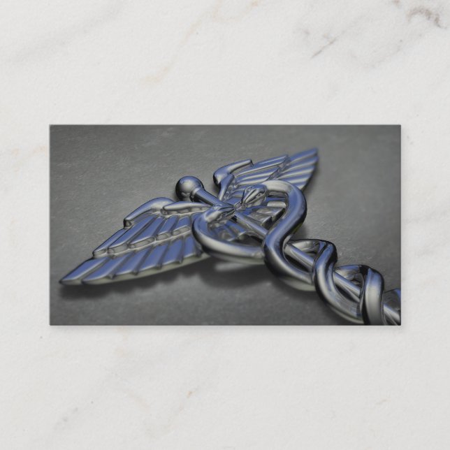 Chrome Professional Medical Caduceus Business Card (Front)