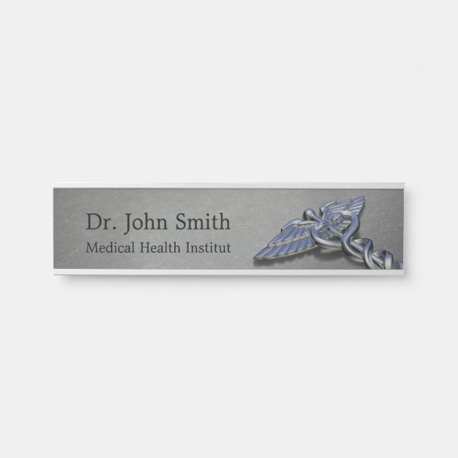 Chrome Professional Medical Caduceus - Door Sign (Front)