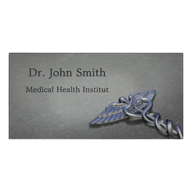 Chrome Professional Medical Caduceus Door Sign (Classic Front)