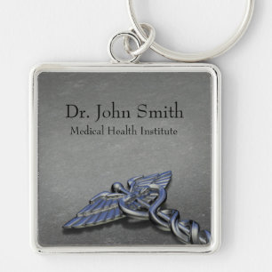Chrome Professional Medical Caduceus - Keychain