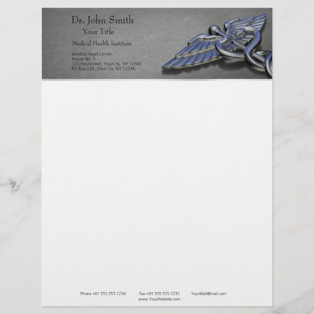 Chrome Professional Medical Caduceus - Letterhead (Front)
