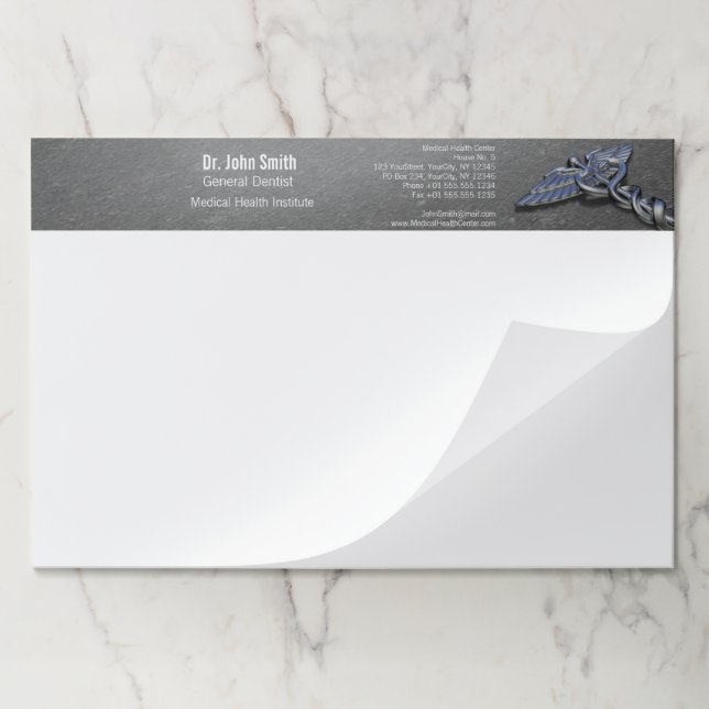 Chrome Professional Medical Caduceus - Paper Pad (Folded)