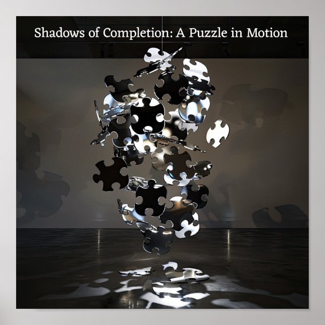 Chrome Puzzle Ascension: Abstract Modern Art Poster (Front)