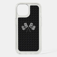 Chrome Racing Flags on Checkered Leather Print