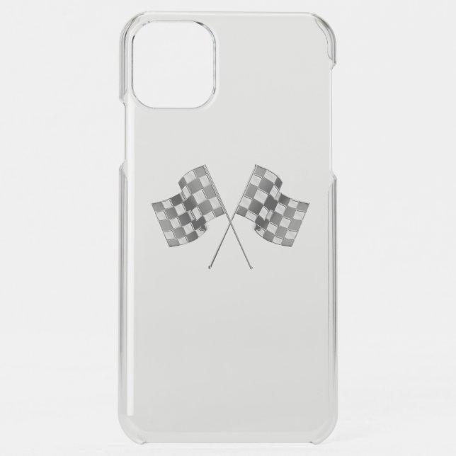 Chrome Racing Flags on Clear Uncommon iPhone Case (Back)
