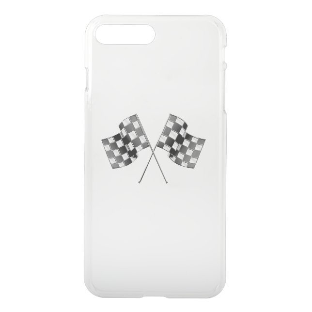 Chrome Racing Flags on Clear Uncommon iPhone Case (Back)