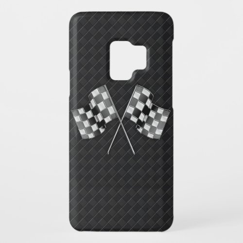 Chrome Racing Flags on Fine Leather Case_Mate Samsung Galaxy S9 Case