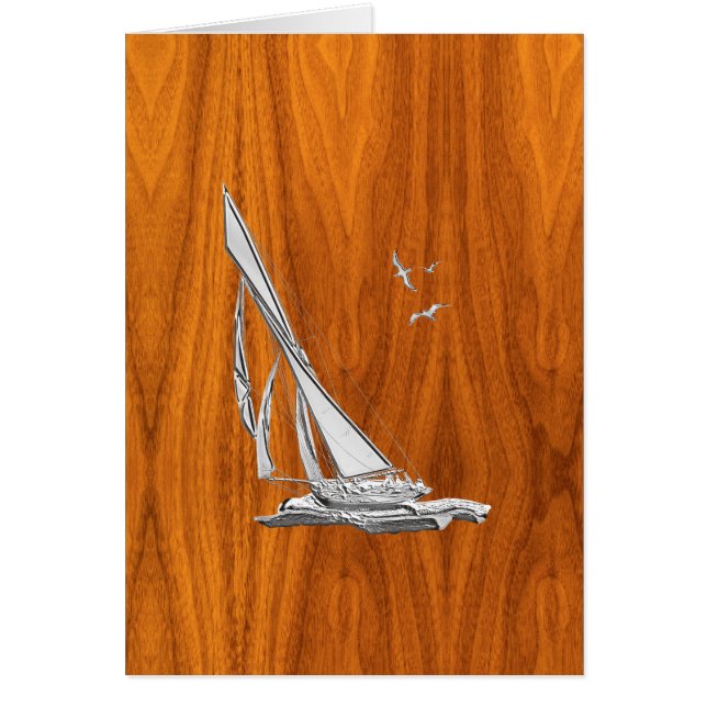 Chrome Regatta Sailboat on Teak Veneer Styles (Front)