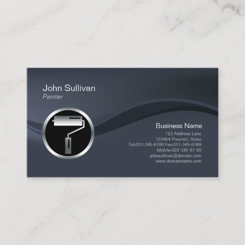 Chrome Roller Brush Icon Painter Business Card