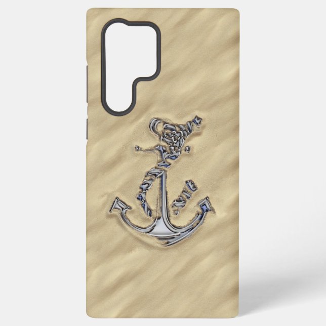 Chrome Rope Anchor in the Sand Decor Samsung Galaxy Case (Back)