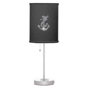 Chrome Rope Anchor on Carbon Fiber Table Lamp