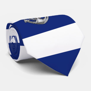 Chrome Rope Anchor on Nautical Navy Blue Stripes Tie