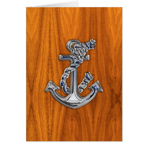 Chrome Rope Anchor on Teak Veneer