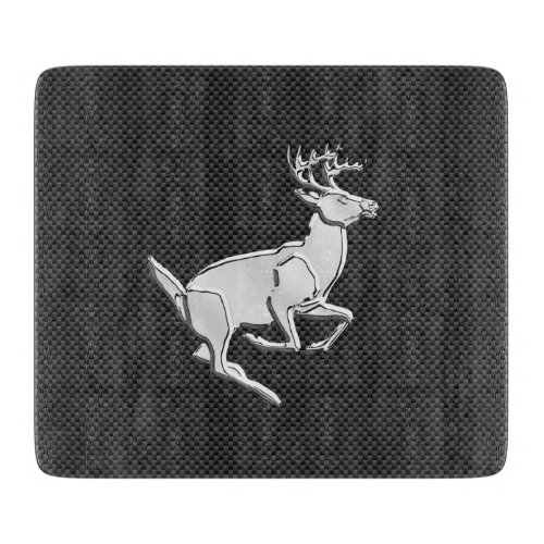 Chrome Running Deer on Carbon Fiber Decor Cutting Board