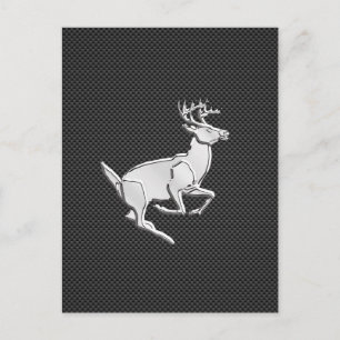 Chrome Running Deer on Carbon Fiber Decor Postcard