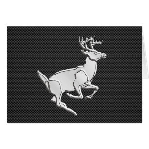 Chrome Running Deer on Carbon Fiber Print Cards