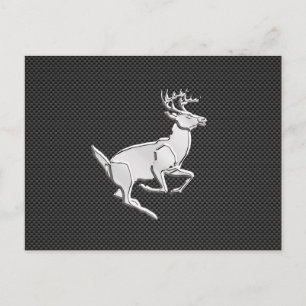 Chrome Running Deer on Carbon Fiber Print Postcard