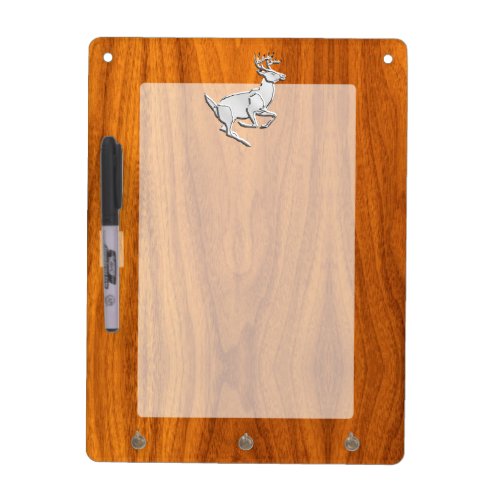 Chrome Running Deer on Fine Teak Print Dry Erase Board