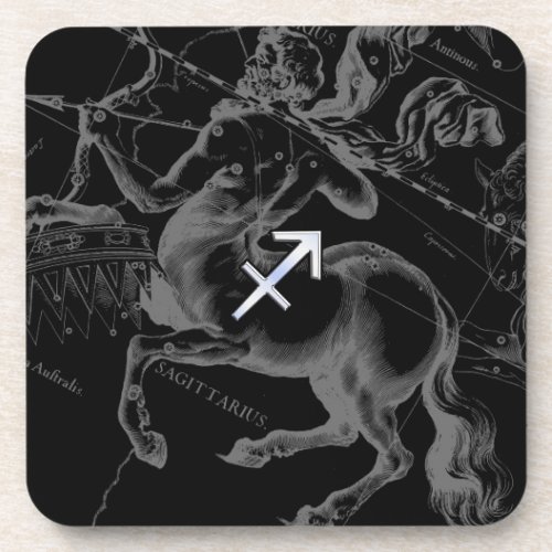 Chrome Sagittarius Zodiac Sign Hevelius circa 1690 Beverage Coaster