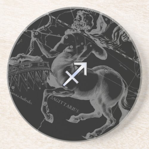 Chrome Sagittarius Zodiac Sign Hevelius circa 1690 Drink Coaster