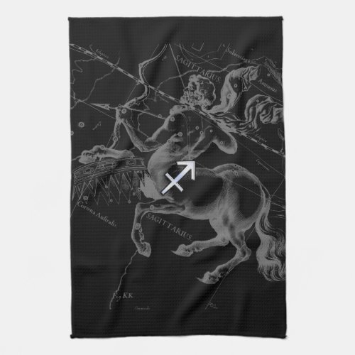 Chrome Sagittarius Zodiac Sign Hevelius circa 1690 Kitchen Towel