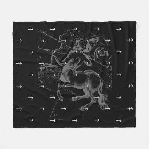 Chrome Sagittarius Zodiac Sign on Hevelius Decor Fleece Blanket