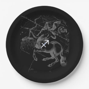 Chrome Sagittarius Zodiac Sign on Hevelius Decor Paper Plates