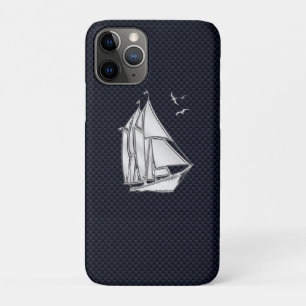 Chrome Sailboat on Carbon Fiber Print  iPhone 11 Pro Case