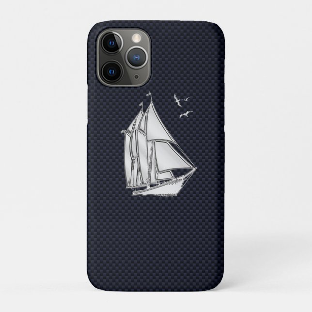 Chrome Sailboat on Carbon Fiber Print  Case-Mate iPhone Case (Back)