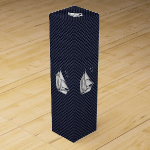 Chrome Sailboat on Carbon Fiber Print Wine Box
