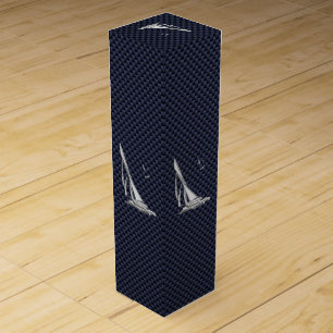Chrome Sailboat on Carbon Fiber Print Wine Box