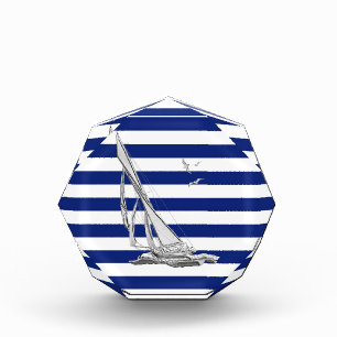 Chrome Sailing on Nautical Stripes Acrylic Award