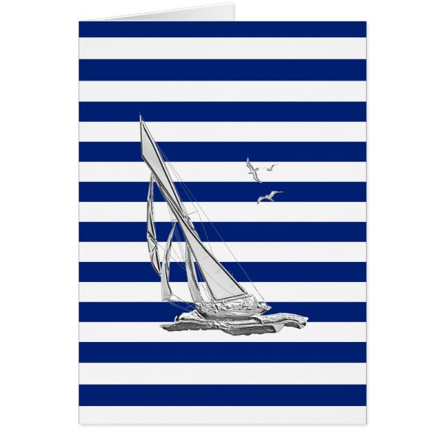 Chrome Sailing on Nautical Stripes Cards (Front)