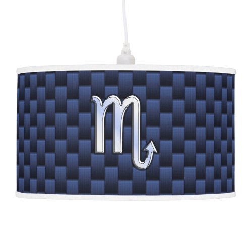 Chrome Scorpio Zodiac Sign on Blue Carbon Fiber Pendant Lamp