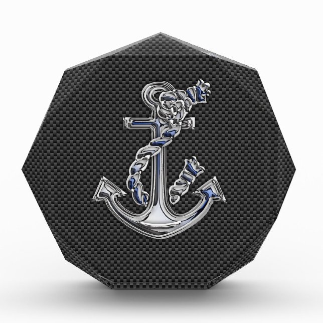 Chrome Silver Style Rope Anchor on Carbon Fiber Acrylic Award (Front)