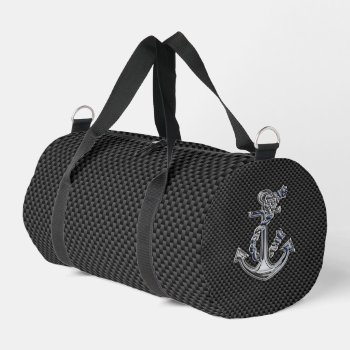Chrome Silver Style Rope Anchor On Carbon Fiber Duffle Bag by CaptainShoppe at Zazzle