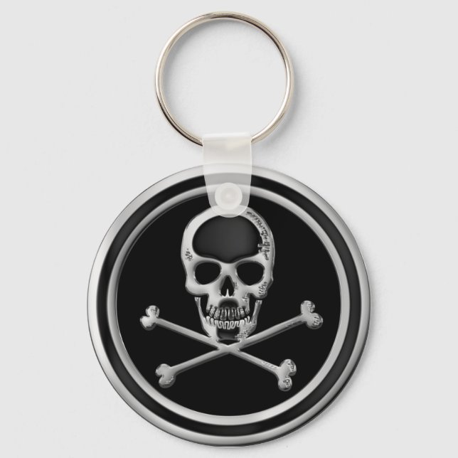CHROME SKULL AND CROSSBONES KEYCHAIN (Front)