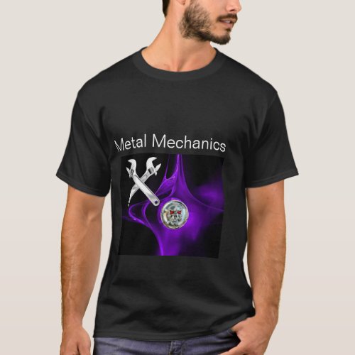 CHROME SKULL AND CROSSED WRENCHES METAL MECHANICS T_Shirt