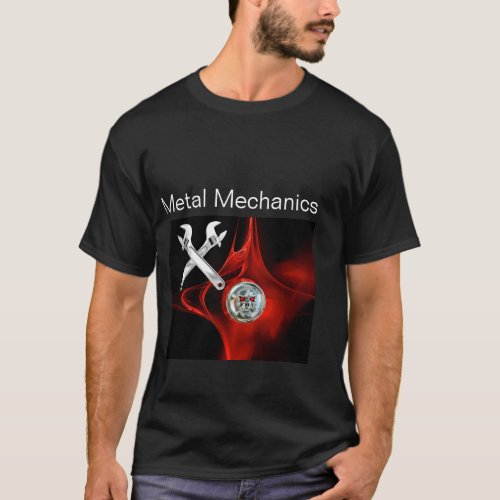 CHROME SKULL AND CROSSED WRENCHES METAL MECHANICS T_Shirt