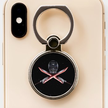 Chrome Skull And Light Swords Phone Grip by FantasyCases at Zazzle