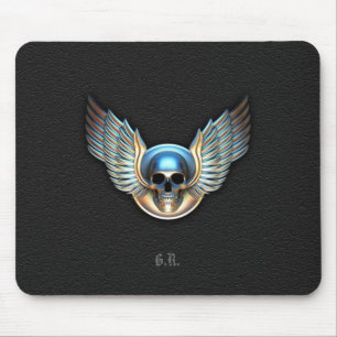 Chrome skull and Wings Mouse Pad